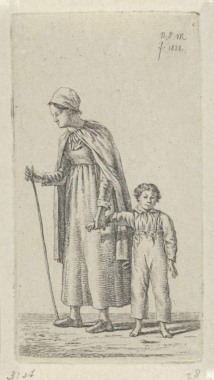 Moeder met kind aan de arm door Anthonie Willem Hendrik Nolthenius de Man