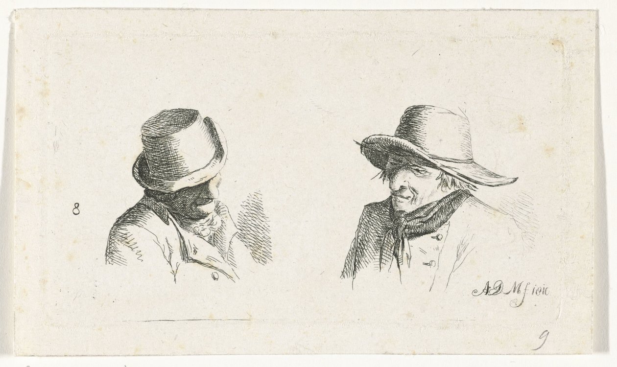 Twee mannen met hoeden door Anthonie Willem Hendrik Nolthenius de Man