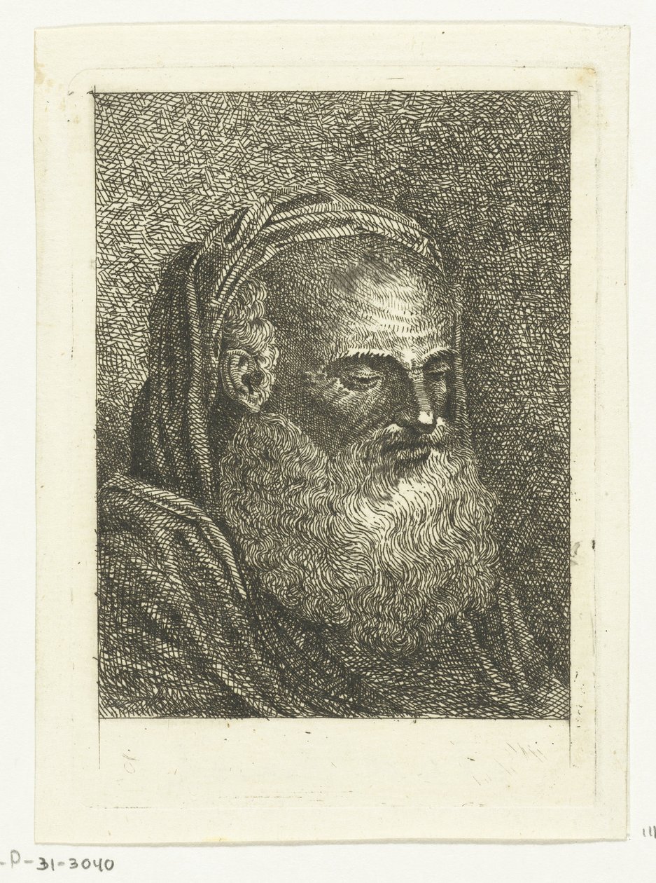 Borstbeeld van een oude man met witte baard door Anthonie van den Bos