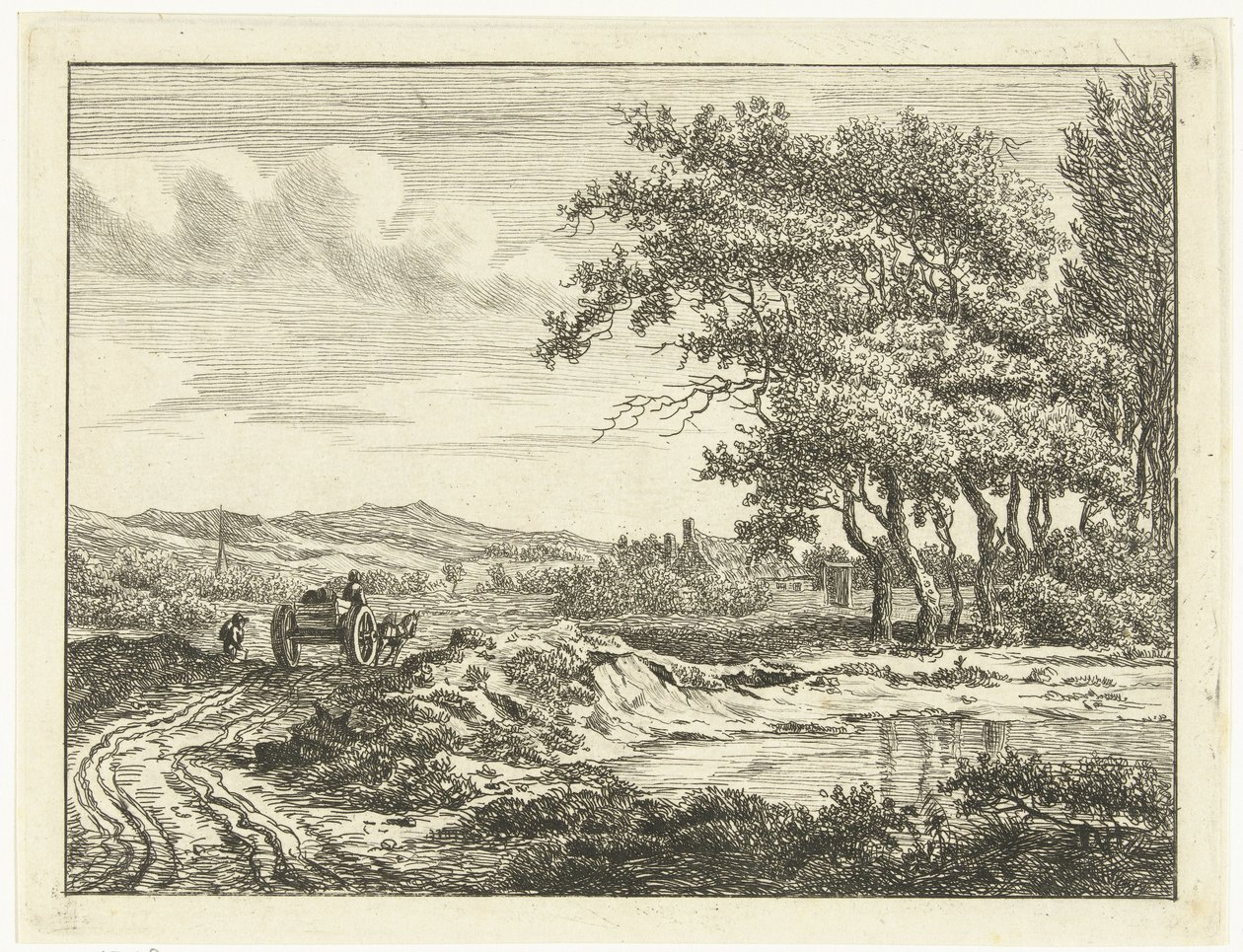 Kar op een landweg bij de duinen door Anthonie van den Bos