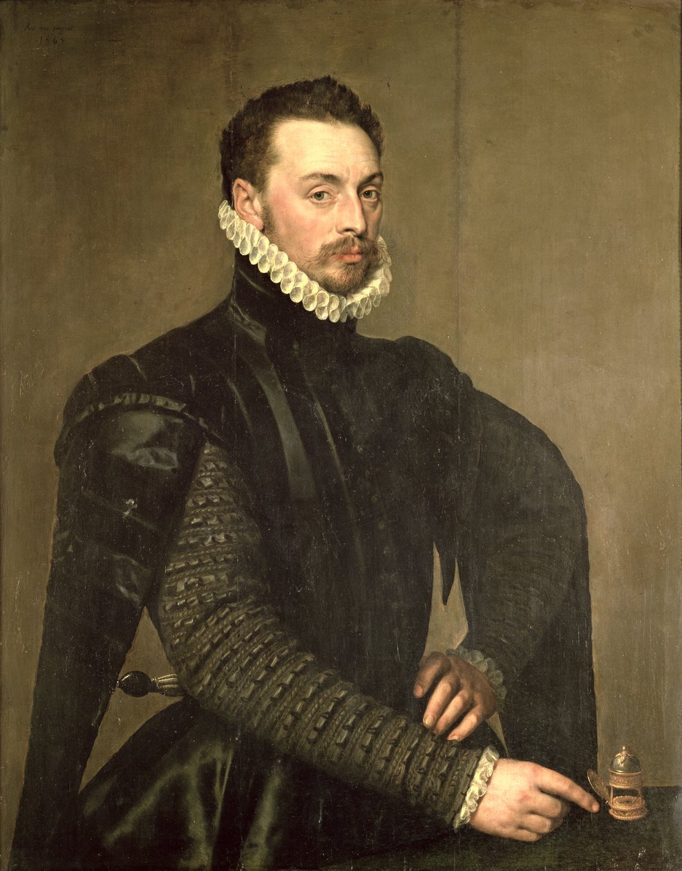 Portret van een man uit het gevolg van kardinaal Granvelle door Anthonis van Dashorst Mor