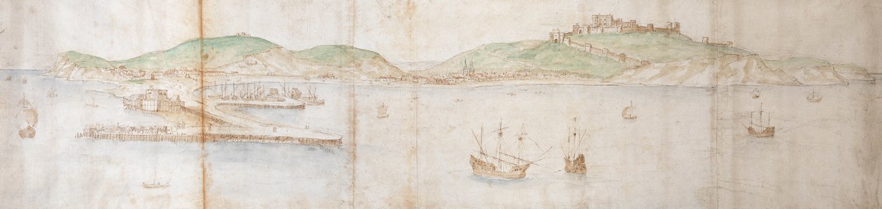 Dover vanaf de zee, 16e eeuw door Anthonis van den Wyngaerde