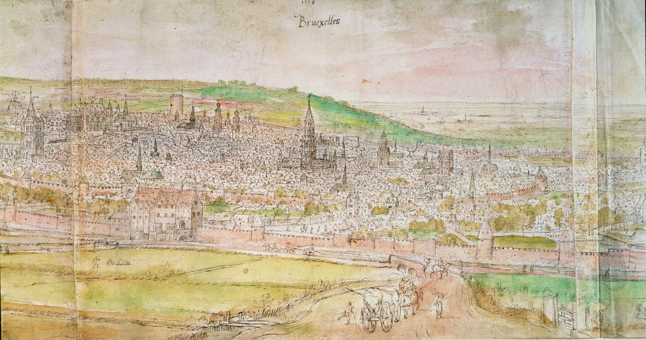 Panoramisch Uitzicht op Brussel, 16e eeuw door Anthonis van den Wyngaerde