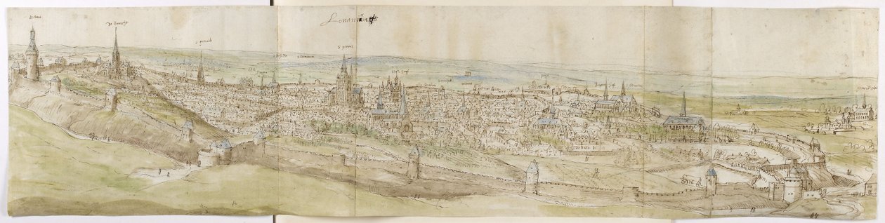 Panoramisch Uitzicht op Leuven vanuit het Noordwesten door Anthonis van den Wyngaerde