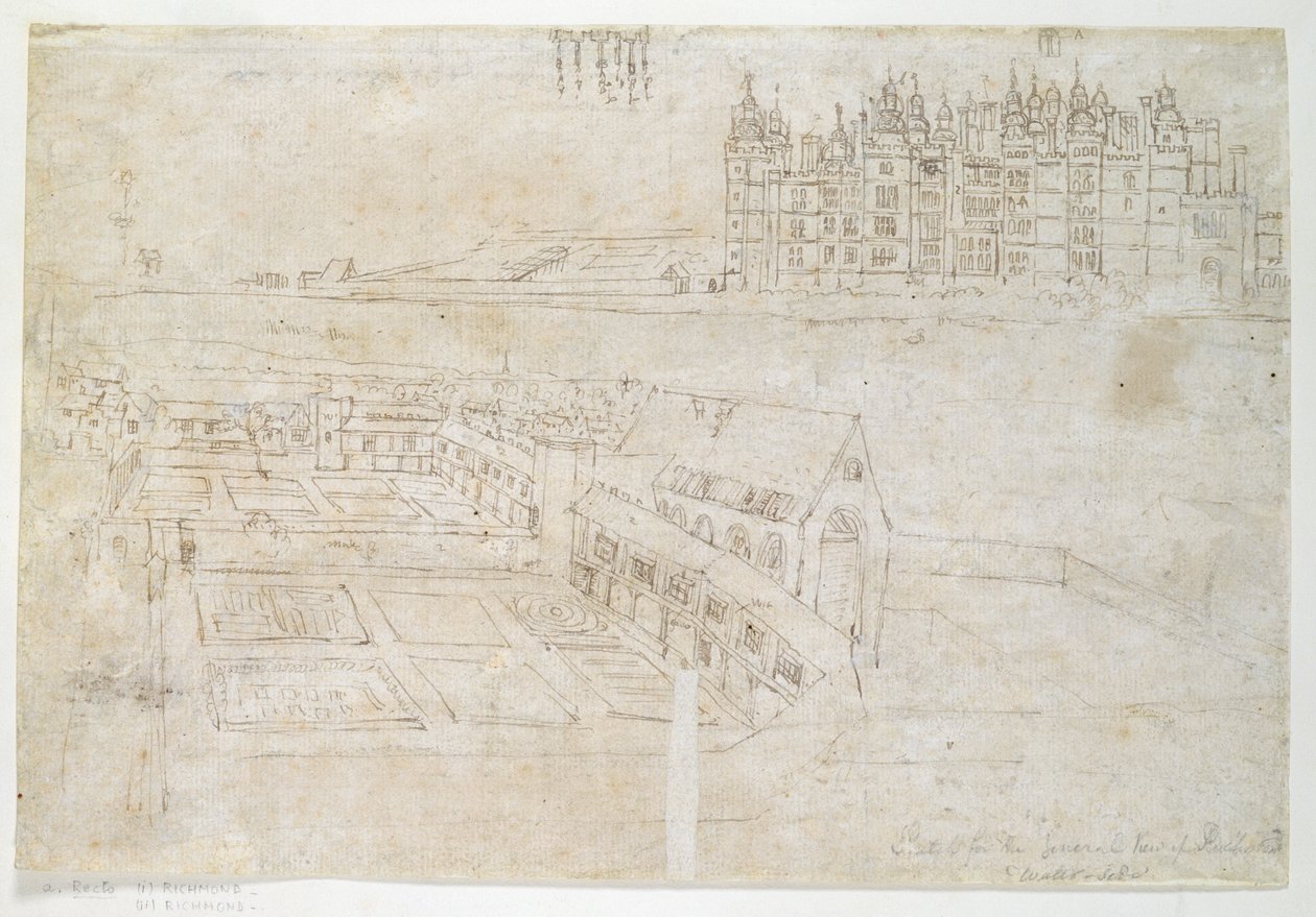 Privétuinen, Richmond Palace, c.1544 door Anthonis van den Wyngaerde
