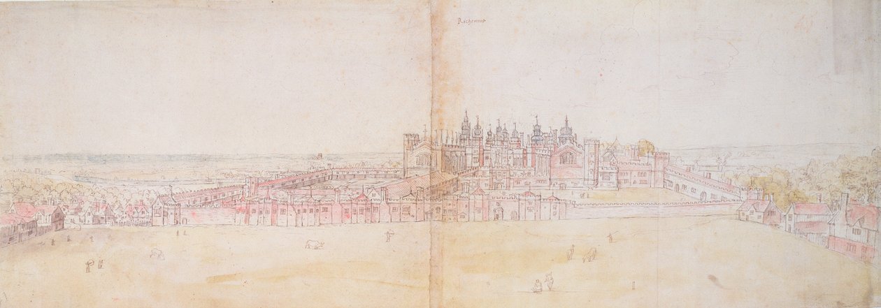 Richmond Palace vanuit het noordoosten, 16e eeuw door Anthonis van den Wyngaerde