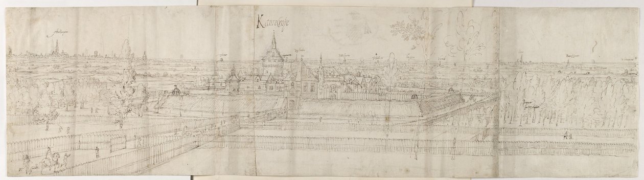Uitzicht op het Paleis van Cantecroy nabij Antwerpen en het omliggende platteland, 1557-58 door Anthonis van den Wyngaerde