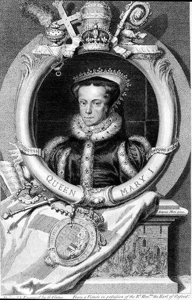 Mary I (1516-58) Koningin van Engeland vanaf 1553, gegraveerd door George Vertue (1684-1756) (gravure) door after Anthonis Mor van Dashorst