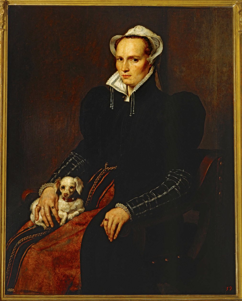 Portret van een getrouwde vrouw ... (schilderij op doek) door Anthonis van Dashorst (c.1519-1576/77) Mor