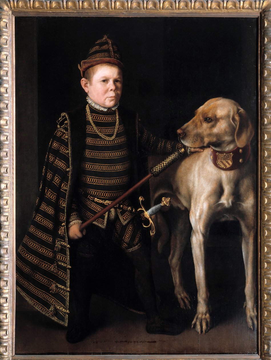 Portret van de dwerg van kardinaal Granvelle, minister van Karel V. Schilderij door Anthonis Moor Van Dashorst Anthonis, ook wel Antonio Moro genoemd (1517-1575/76). 16e eeuw. door Anthonis Mor van Dashorst