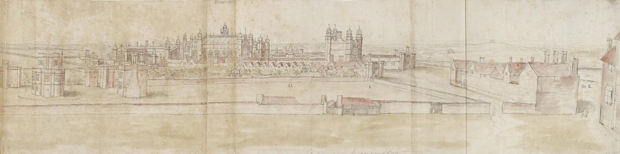 Hampton Court Palace vanuit het Noorden door Anthonis van den Wyngaerde
