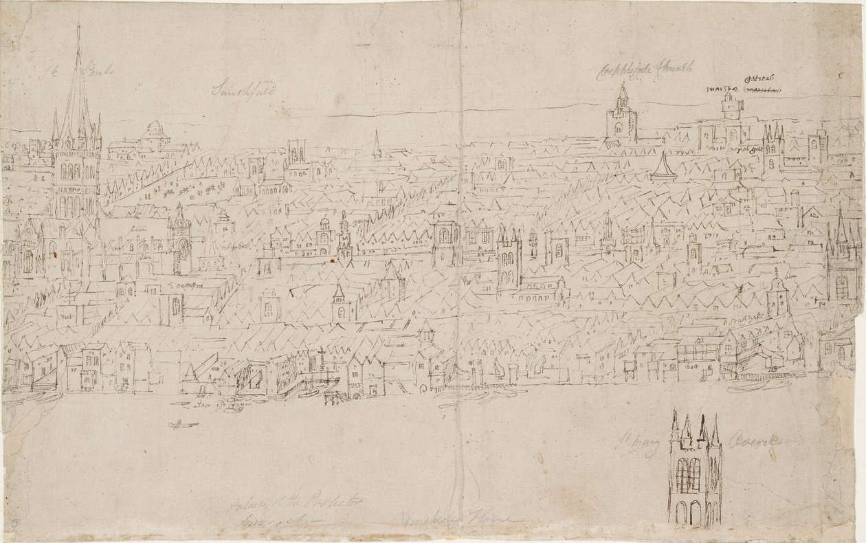 Panorama van Londen gezien vanaf Southwark: St Paul