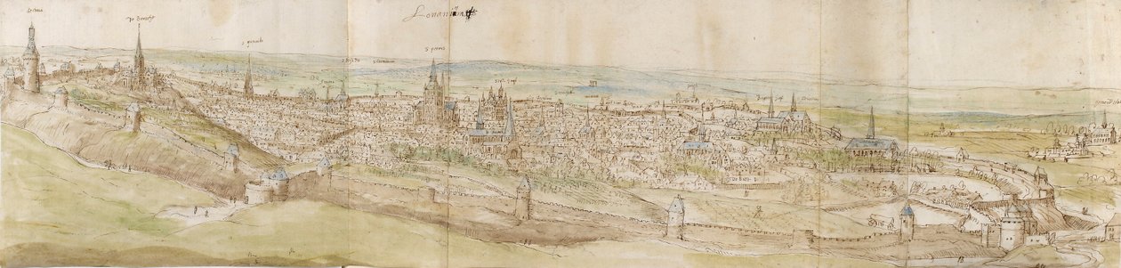 Panoramisch uitzicht op Leuven vanuit het noordwesten, ca. 1550-1570 door Anthonis van den Wyngaerde