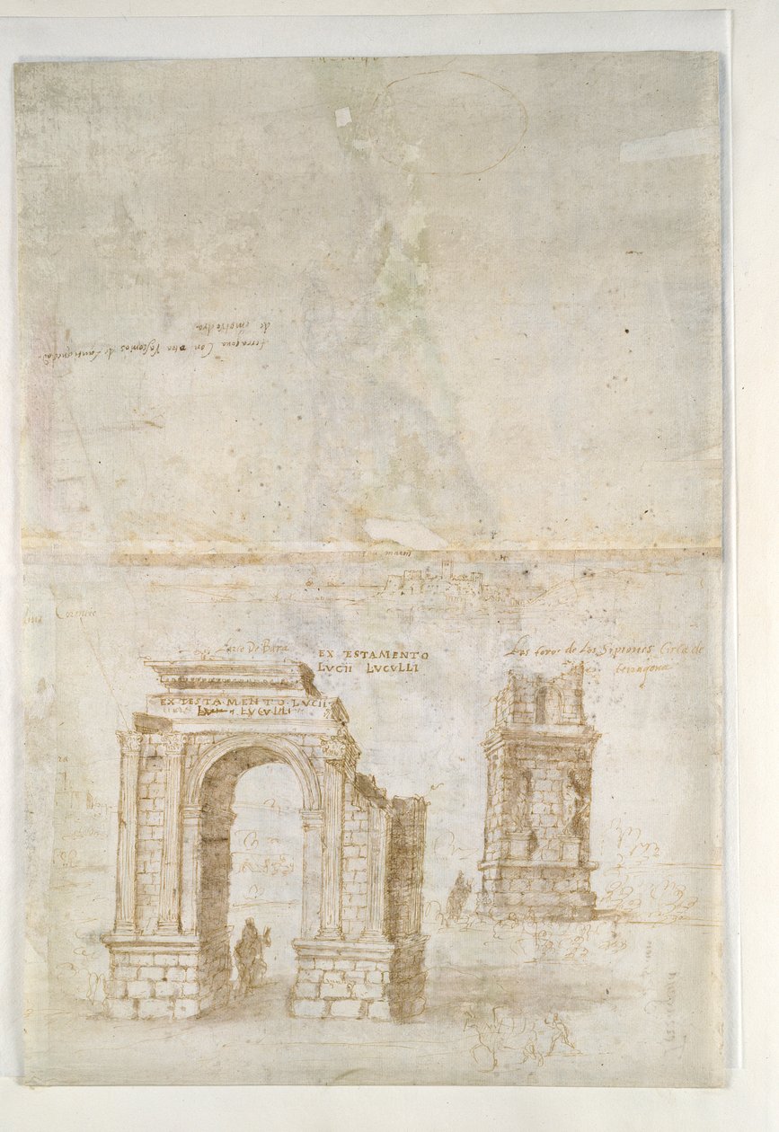 Panoramisch uitzicht op Tarragona vanaf de zuidkant door Anthonis van den Wyngaerde
