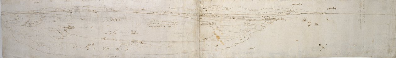 Schets van de Lagune van Valencia, la Albufera en aangrenzende kust en platteland, c1560s door Anthonis van den Wyngaerde