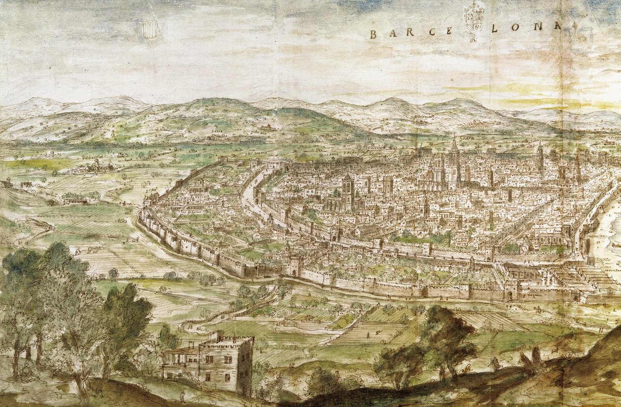 Uitzicht op Barcelona, 1563 door Anthonis van den Wyngaerde