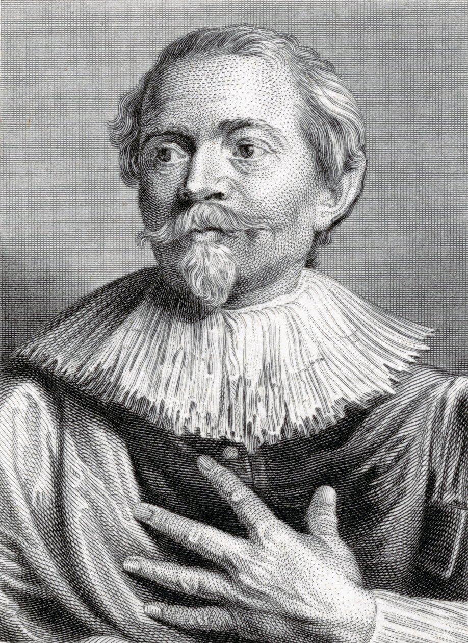 Portret van Jacob Jordaens (1593-1678) gegraveerd door Edward Francis Finden (1791-1857) door Anthony van Dyck