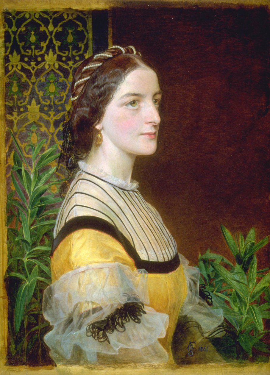 Portret van een dame, waarschijnlijk Anne Simms Reeve van Brancaster Hall, Norfolk door Anthony Frederick Augustus Sandys
