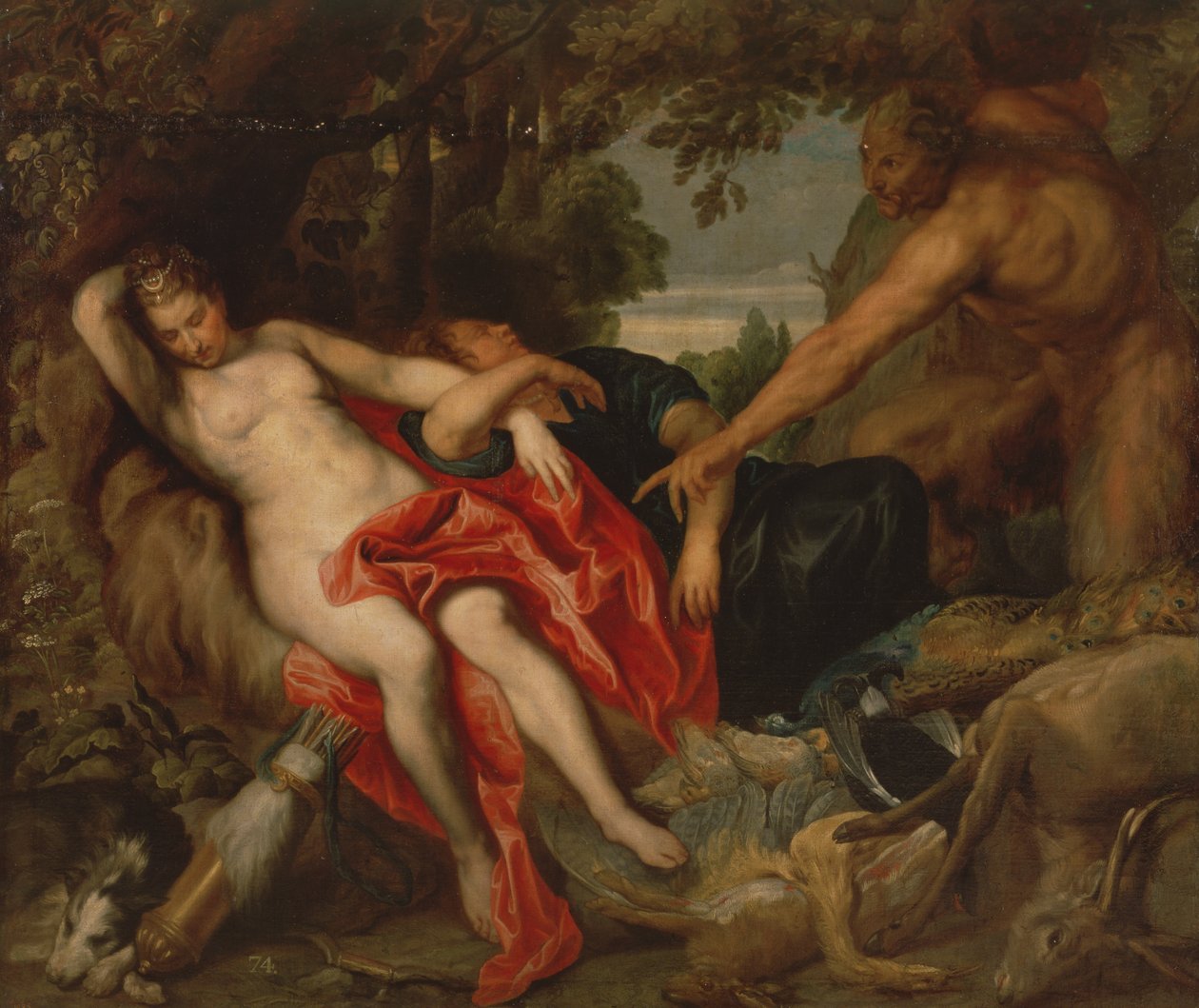 Diana en Endymion ontdekt door een Sater, 1622-27 door Anthony van Dyck