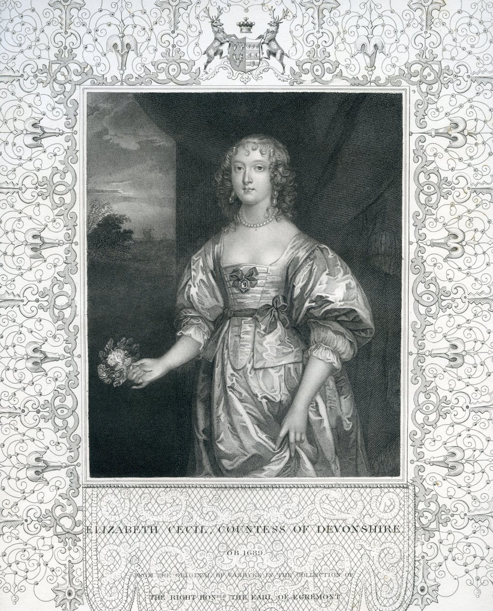 Elizabeth Cavendish, gravin van Devonshire door Anthony van Dyck