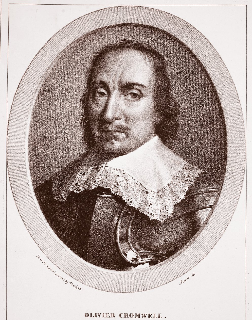 Oliver Cromwell, toegeschreven aan Maurin, gegraveerd door de Langlume door Anthony van Dyck