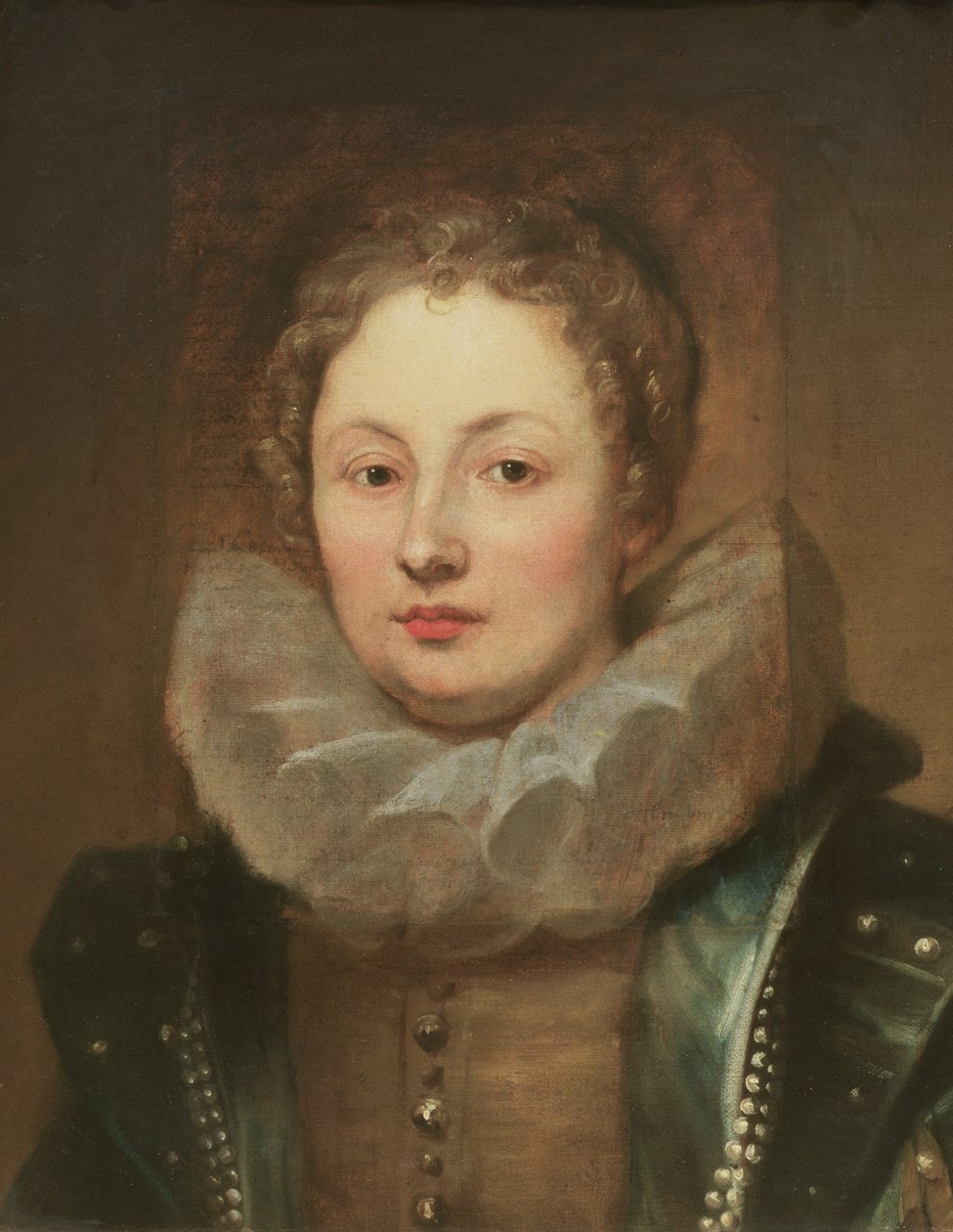 Portret van een edelvrouw door Anthony van Dyck