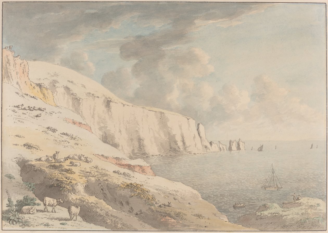 Uitzicht op de Needles en Witte Kliffen vanaf Allum Bay, Isle of Wight door Anthony Devis