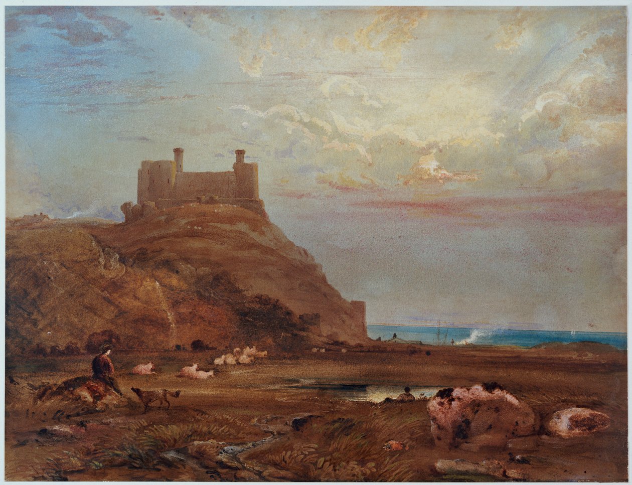 Kasteel Harlech, 1820 door Anthony Vandyke Copley Fielding