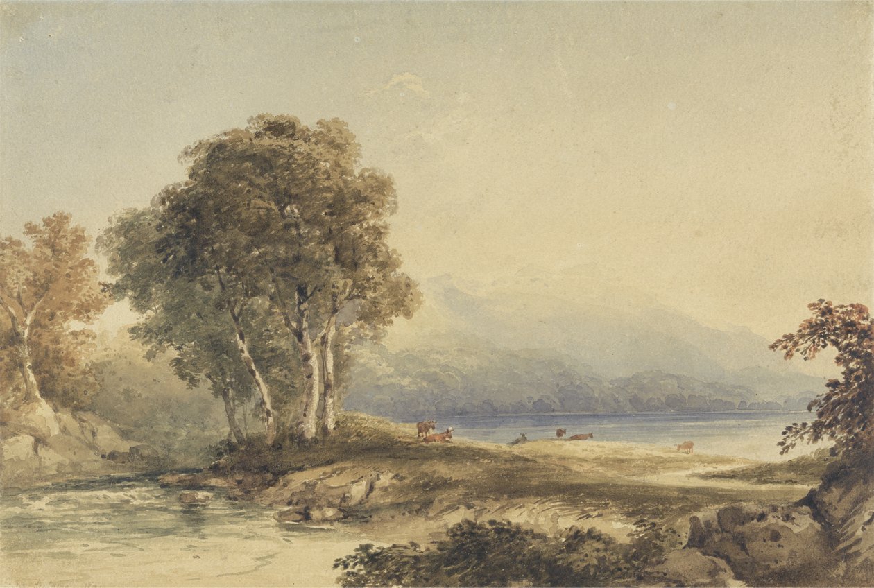 Bergachtig Landschap met Meer en Stroom door Anthony Vandyke Copley Fielding