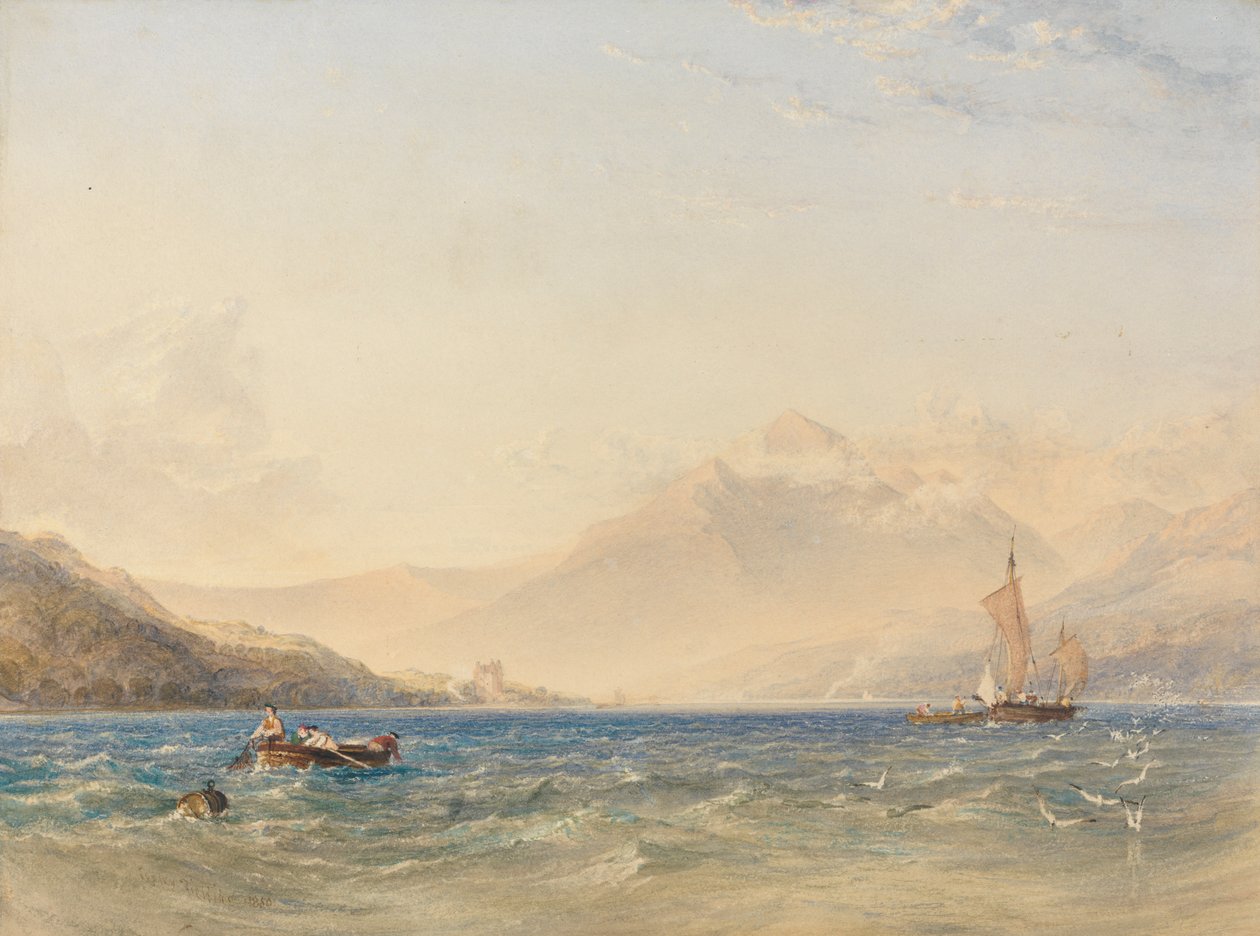 Het Hoofd van Loch Fyne, met Dindarra Kasteel door Anthony Vandyke Copley Fielding