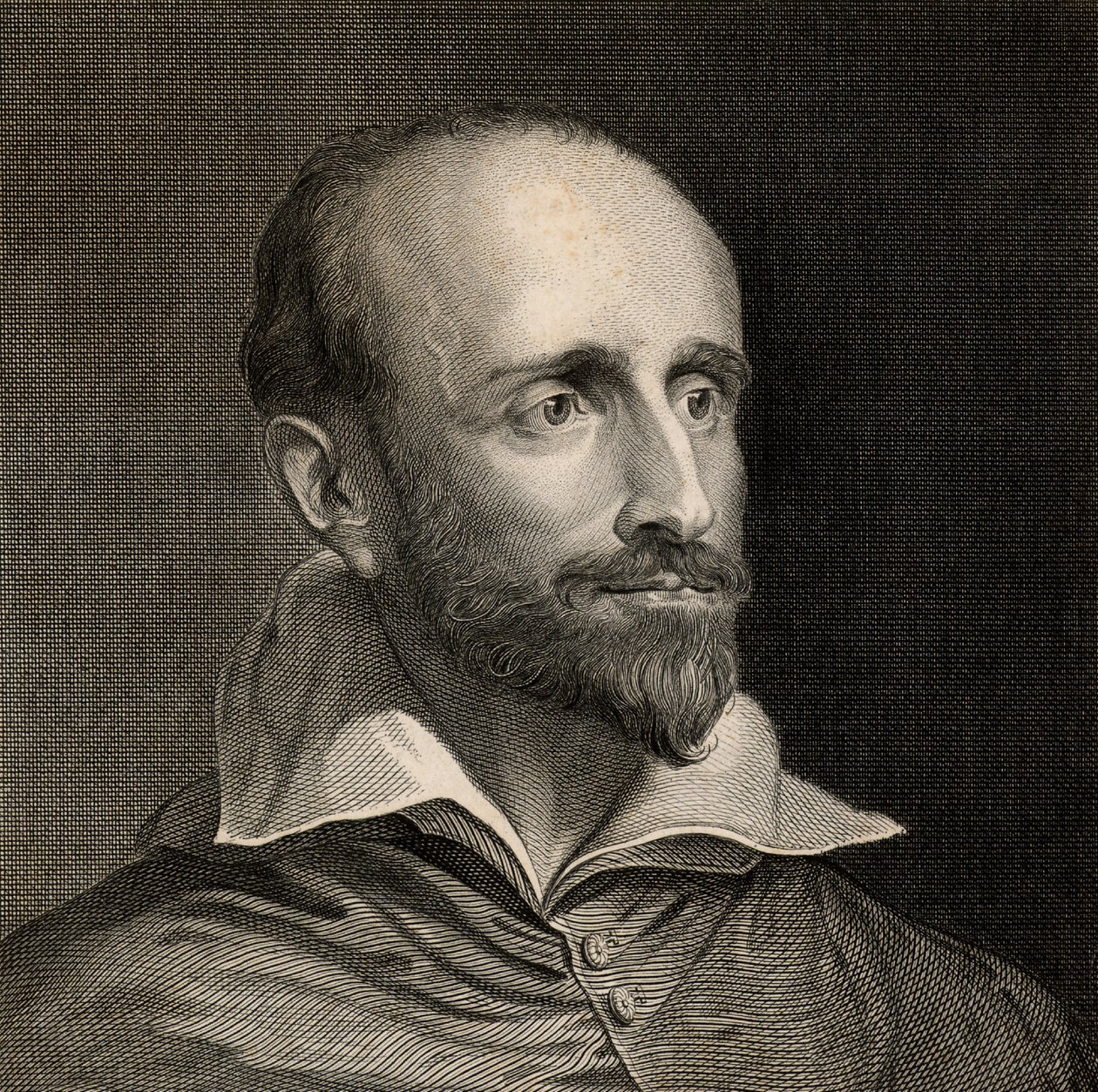 Guido Bentivoglio (1579-1644) Italiaanse kardinaal, staatsman, diplomaat en historicus (gravure) door Anthony van (after) Dyck