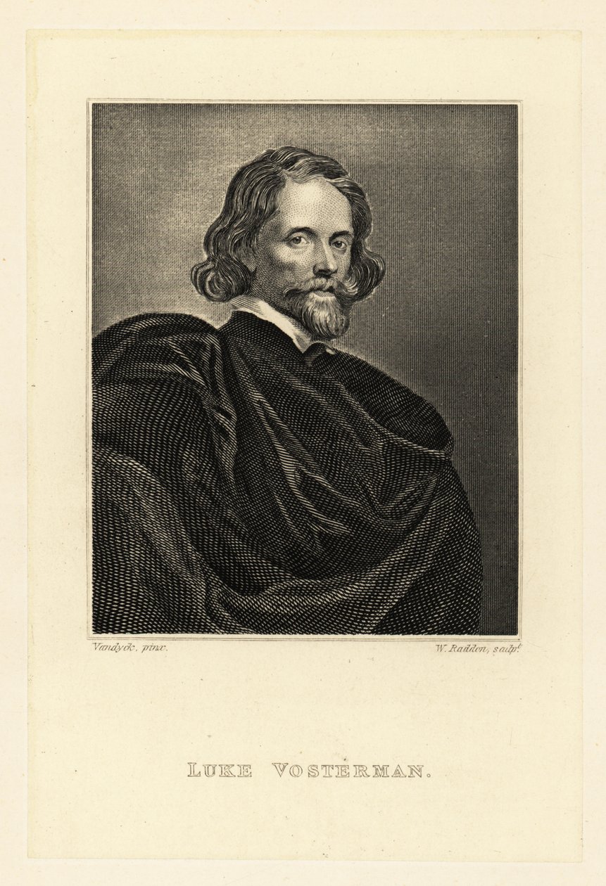 Portret van Lucas Vorsterman de Oudere, Barokgraveur door Anthony van (after) Dyck