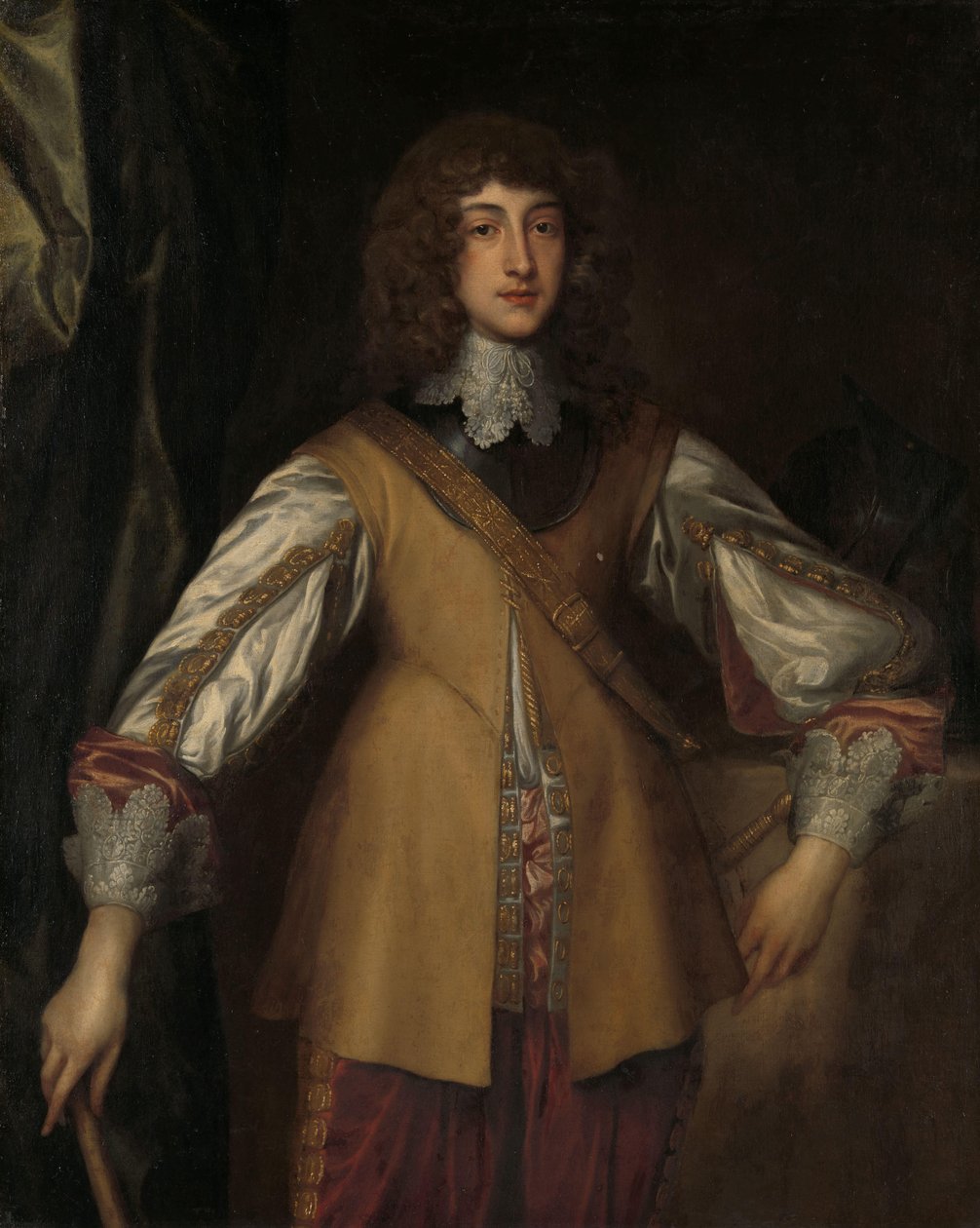 Portret van Rupert (1619-1682), prins-palatijn van de Rijn, in gevechtskleding door Anthony van Dyck (copy after)