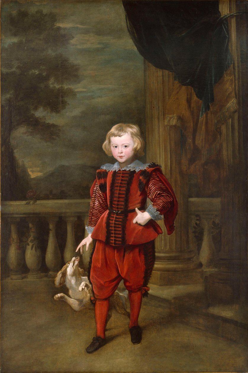 Een jongen die op een terras staat door Anthony van Dyck