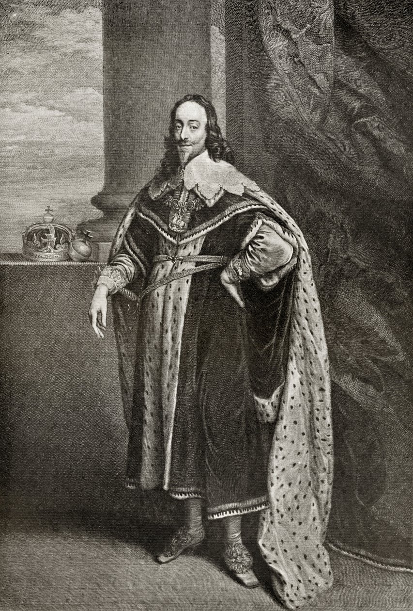 Karel I, gegraveerd door Sir Robert Stange, uit 