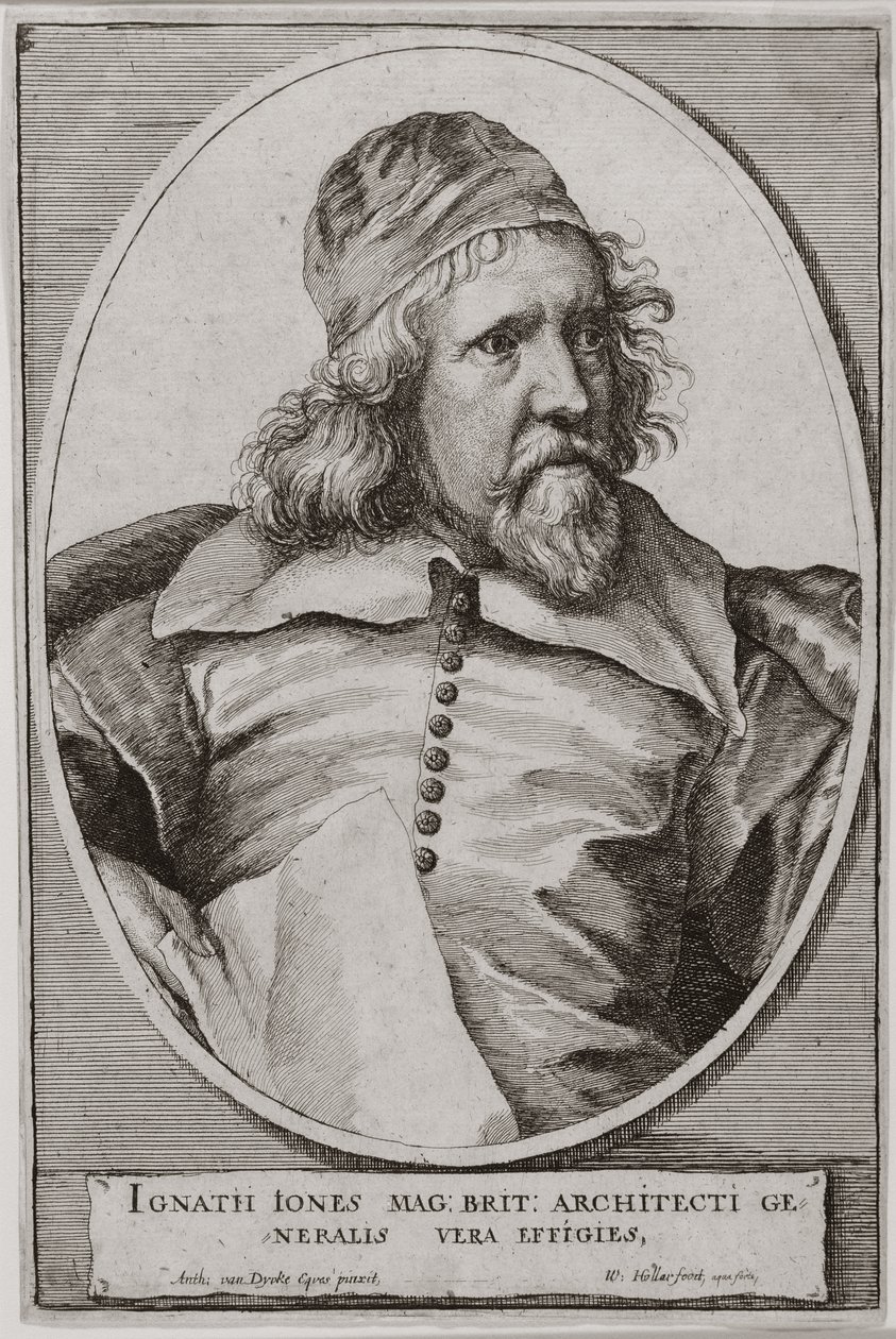 Portret van Inigo Jones (1573-1652) gegraveerd door Wenceslaus Hollar door Anthony van Dyck