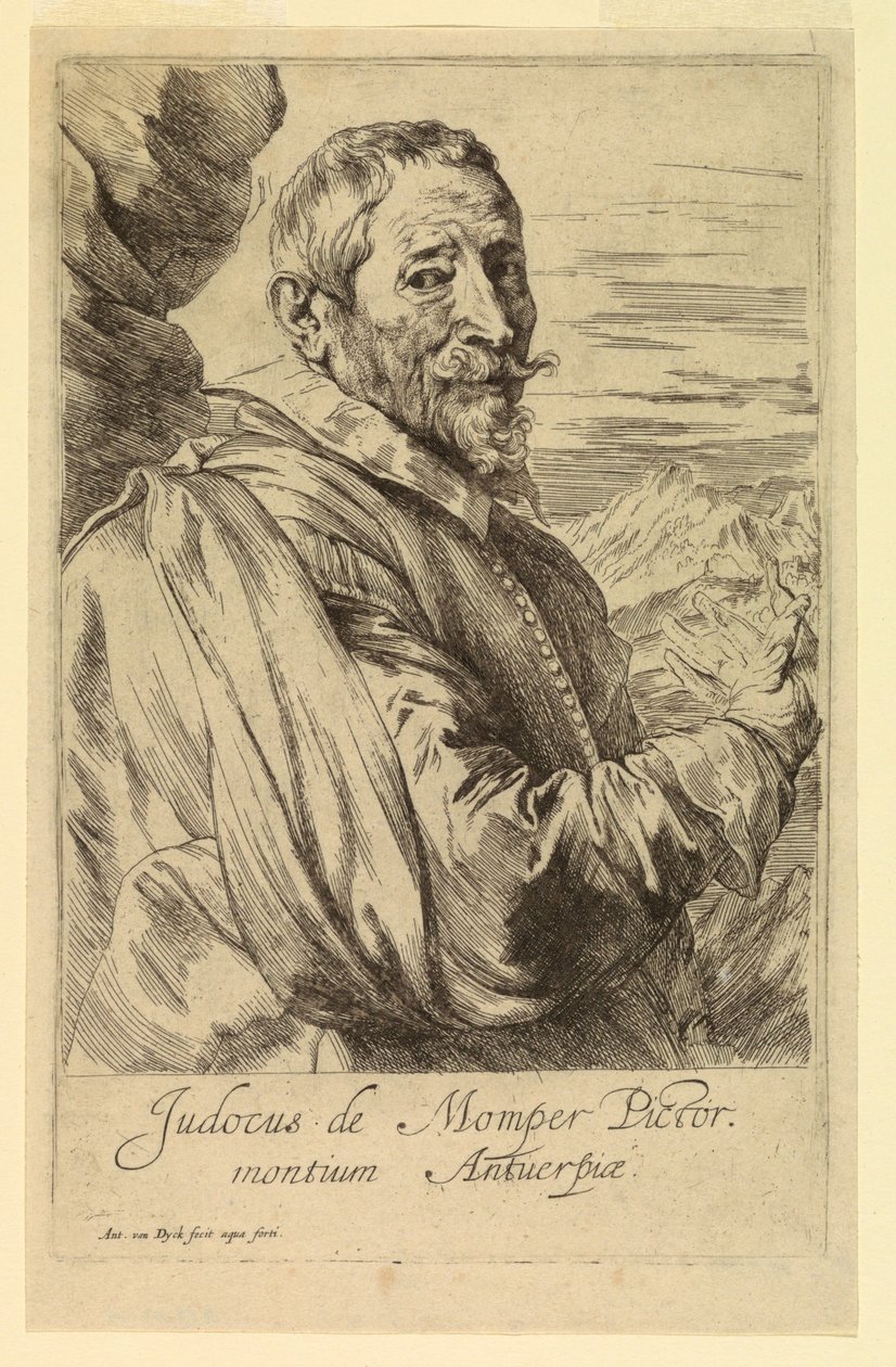 Portret van Josse de Momper, uit de Icones Principum Virorum door Anthony van Dyck