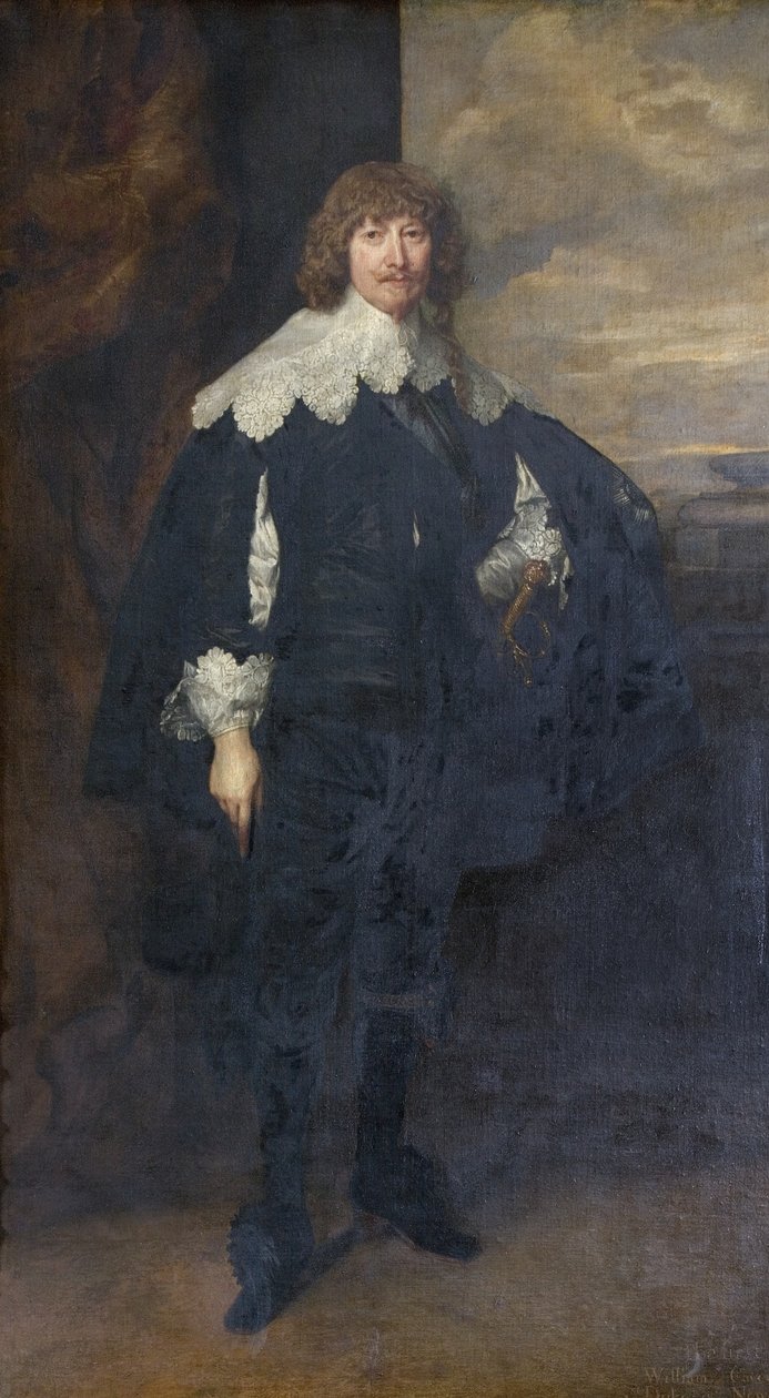 Portret van William Cavendish, aangepast met blauwe sjerp door Anthony van Dyck