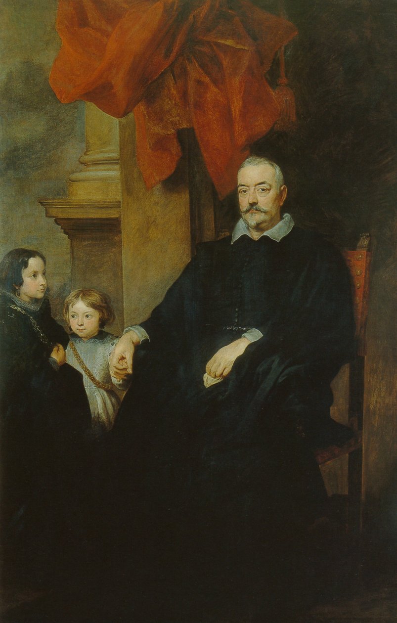 Portret van een Genuese edelman en twee meisjes door Anthony van Dyck