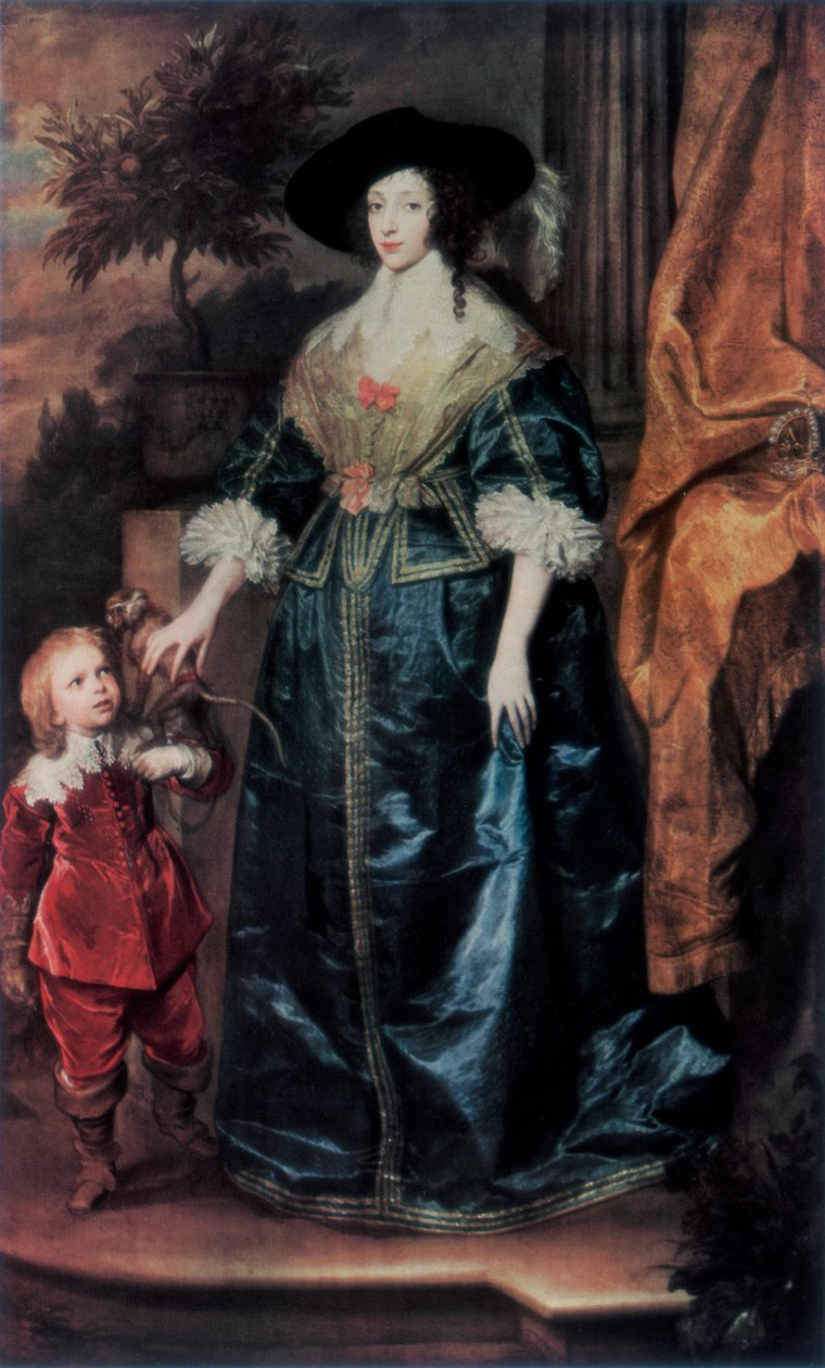 Koningin Henrietta Maria en haar dwerg Sir Jeffrey Hudson, ca. 1633, 1927 door Anthony van Dyck