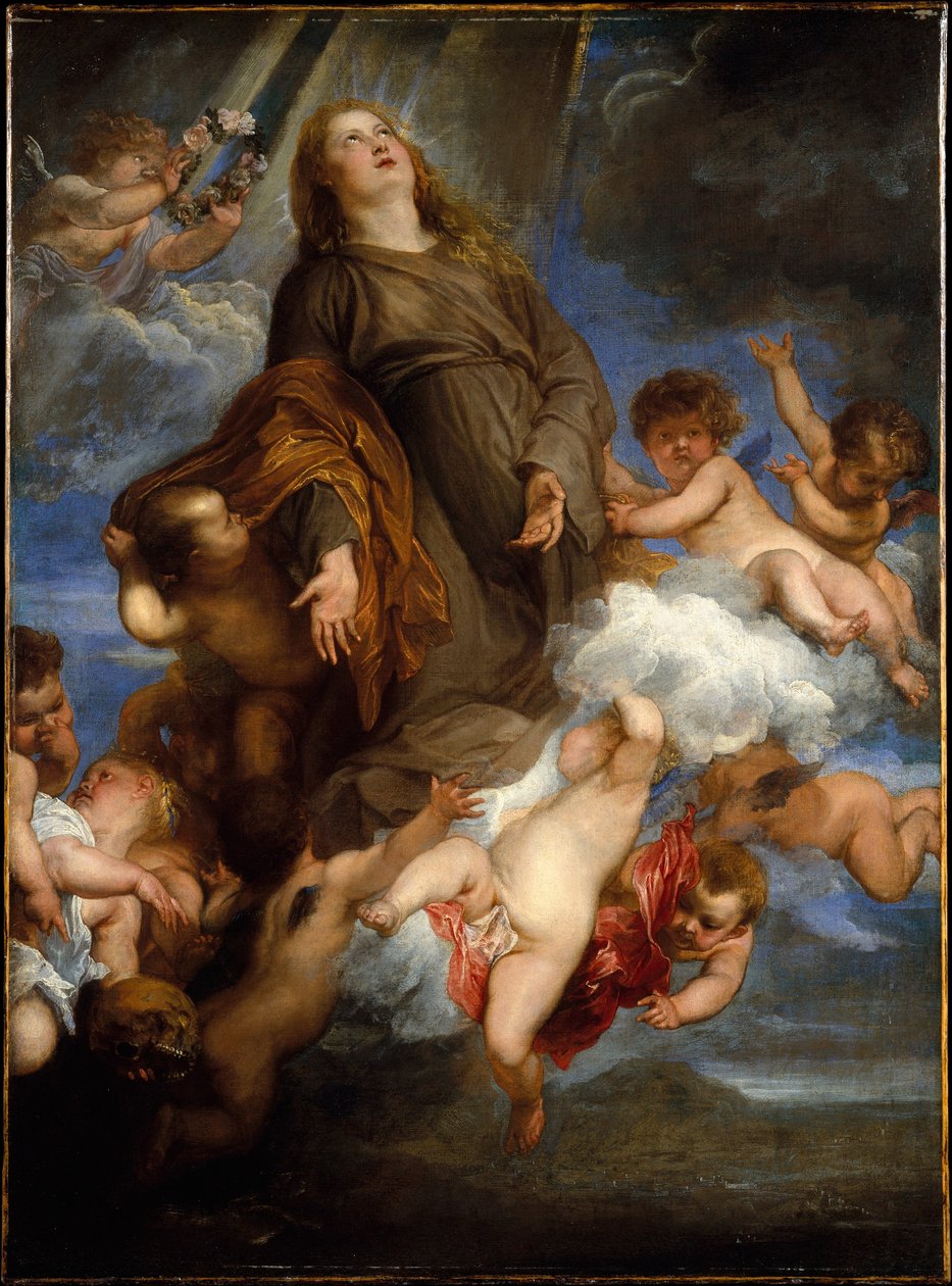 Heilige Rosalie doet voorbede voor de slachtoffers van de pest in Palermo door Anthony van Dyck