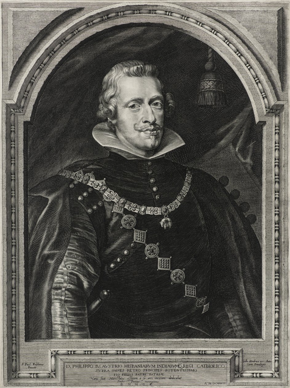 Filips IV, koning van Spanje, gegraveerd door Paulus Pontius, 1632 door Anthony van after Dyck