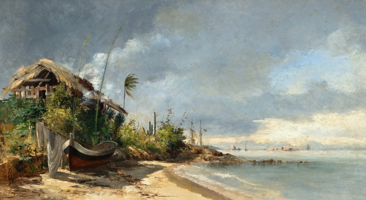 Uitzicht op het strand, São Domingos, Niterói, RJ door Antonio Parreiras