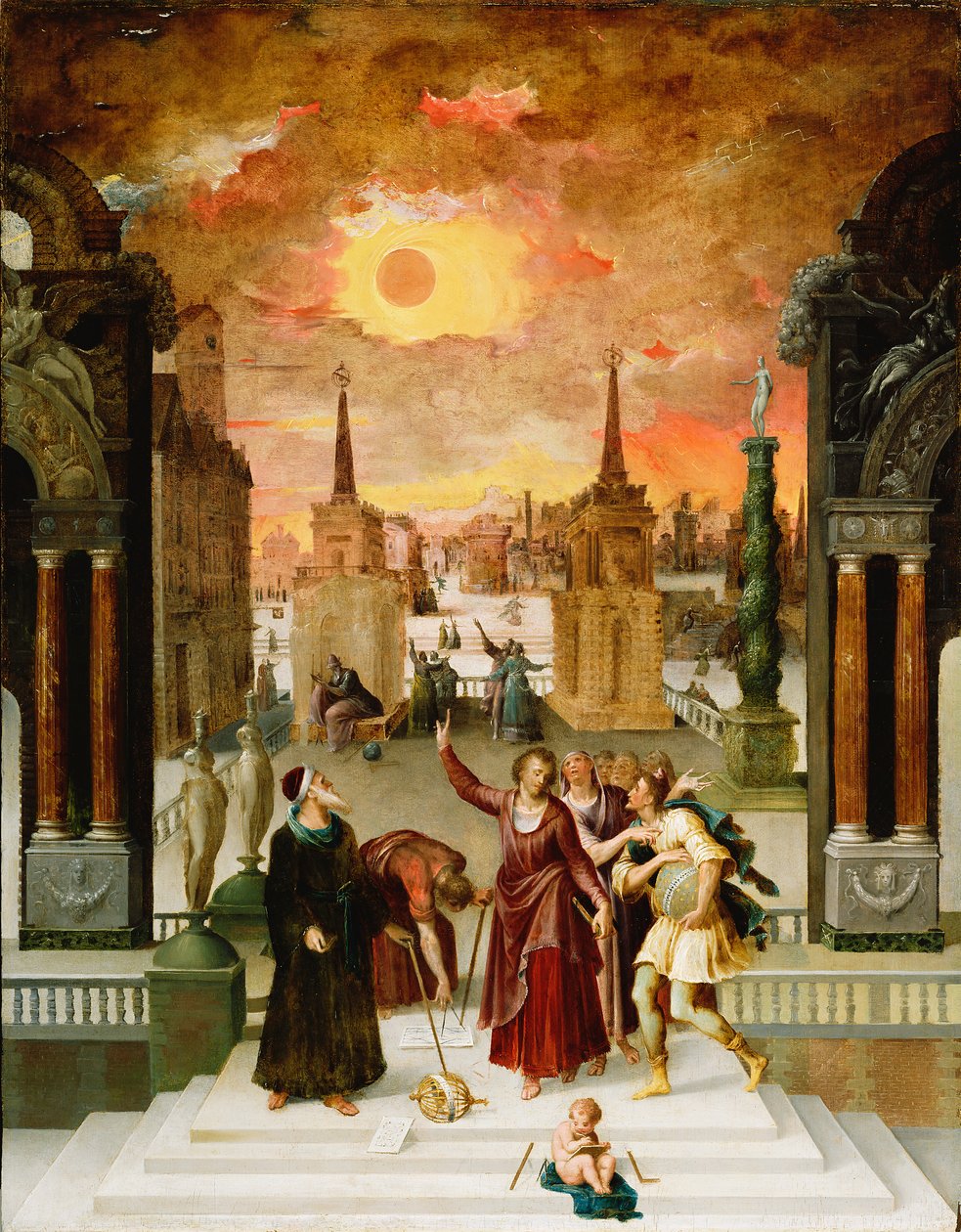 Dionysius de Areopagiet bekeert de heidense filosofen, 1570s door Antoine Caron