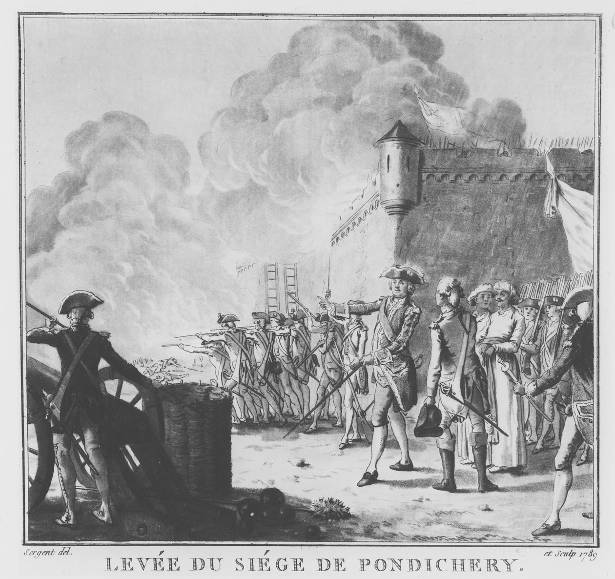Het opheffen van het beleg van Pondicherry, 1789 door Antoine Louis Francois Sergent Marceau