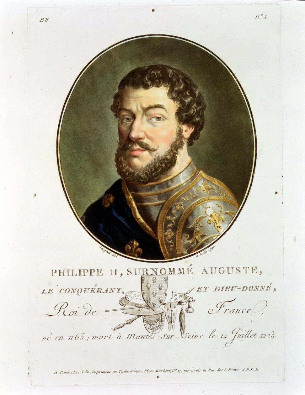Portret van Filips II, genaamd Augustus, koning van Frankrijk (1165-1223) door Antoine Louis Francois Sergent Marceau