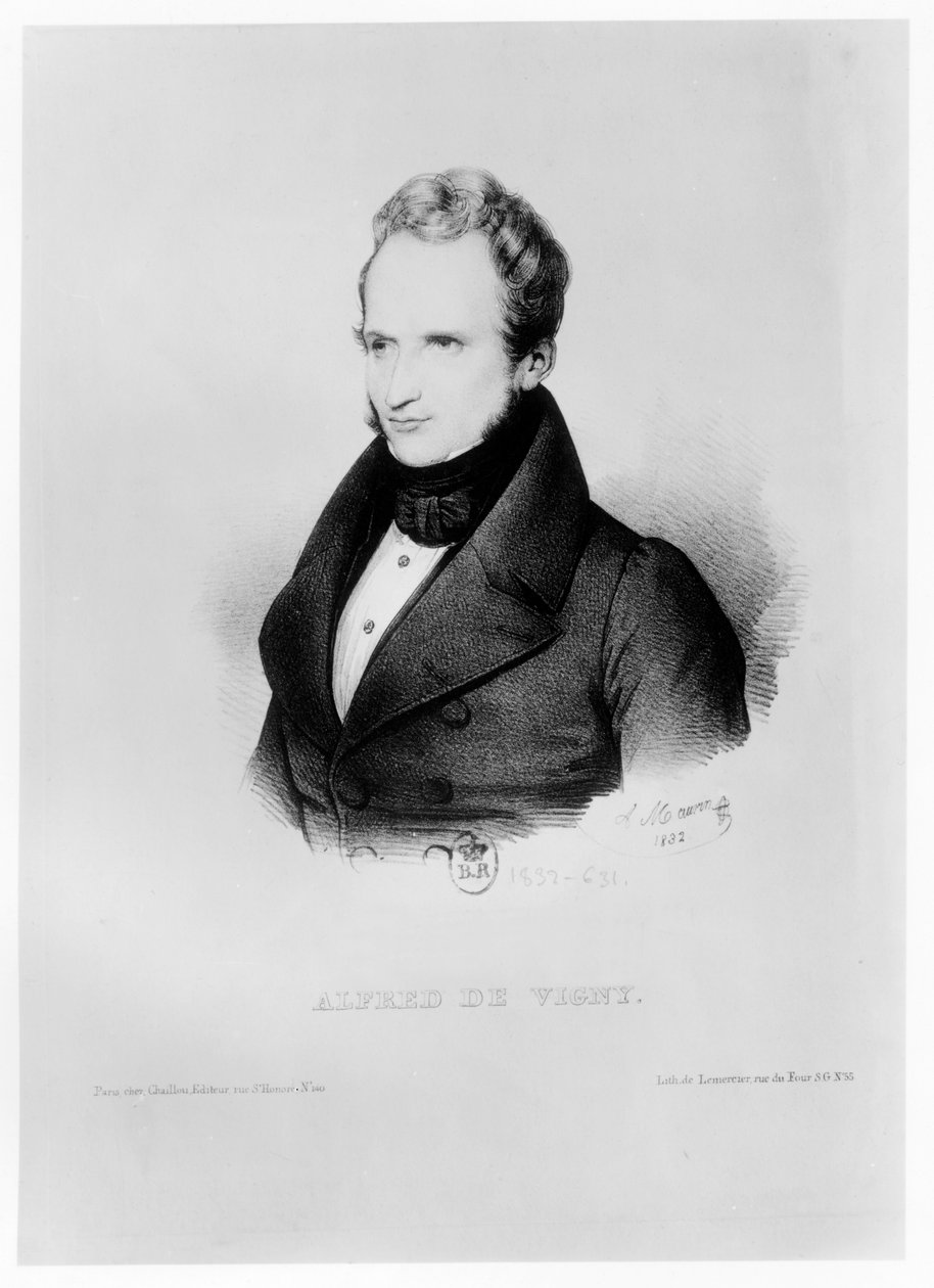 Portret van Alfred de Vigny, 1832 door Antoine Maurin