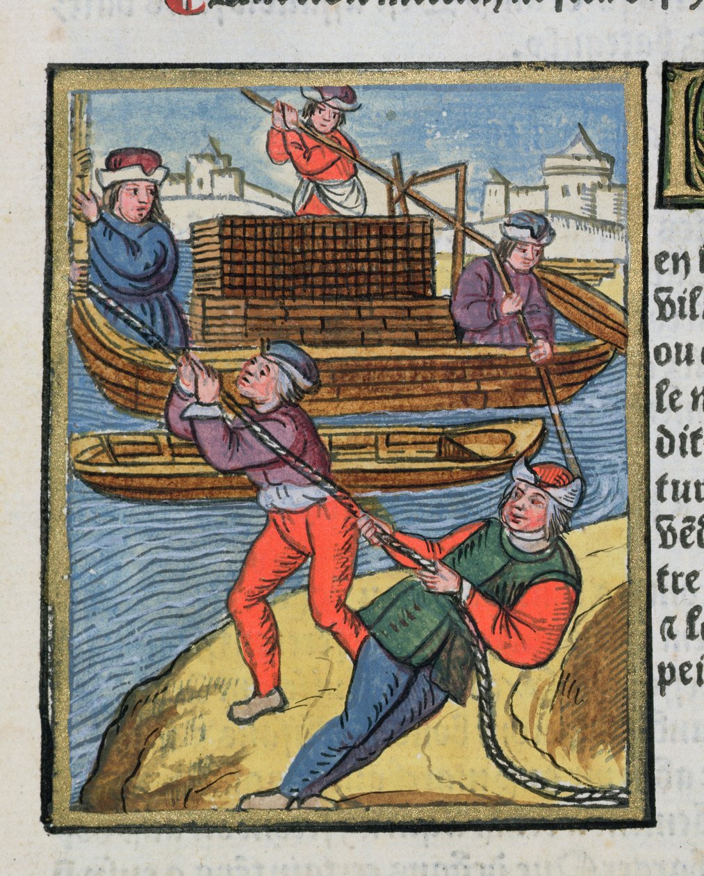 Houttransport op de rivier de Seine, uit 