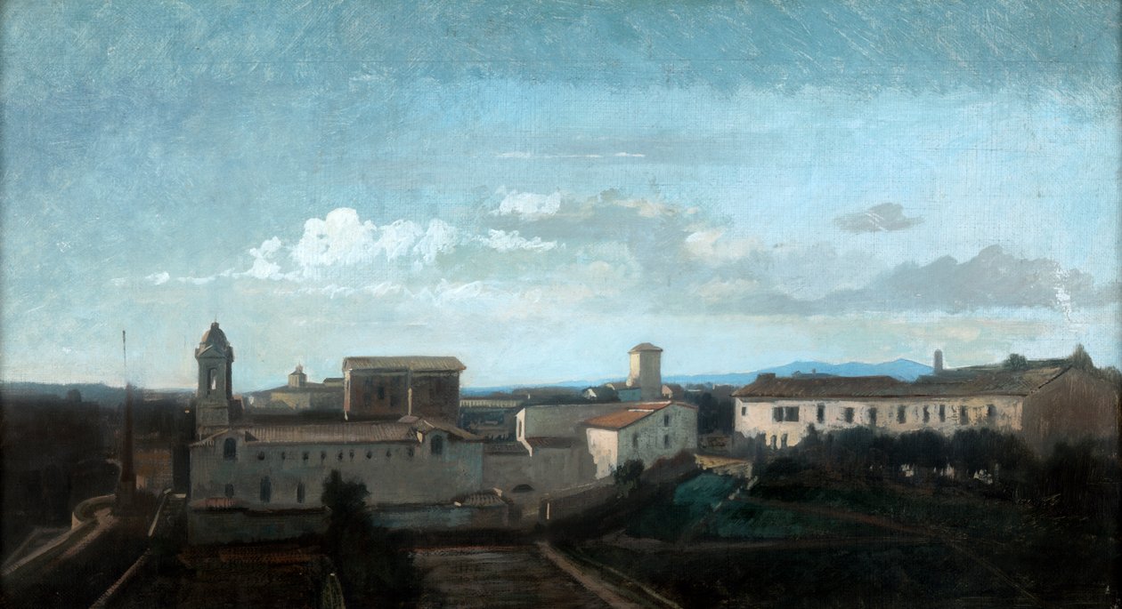 De kerk van La Trinité des Monts, Rome, 19e eeuw door Antoine Auguste Ernest Hebert