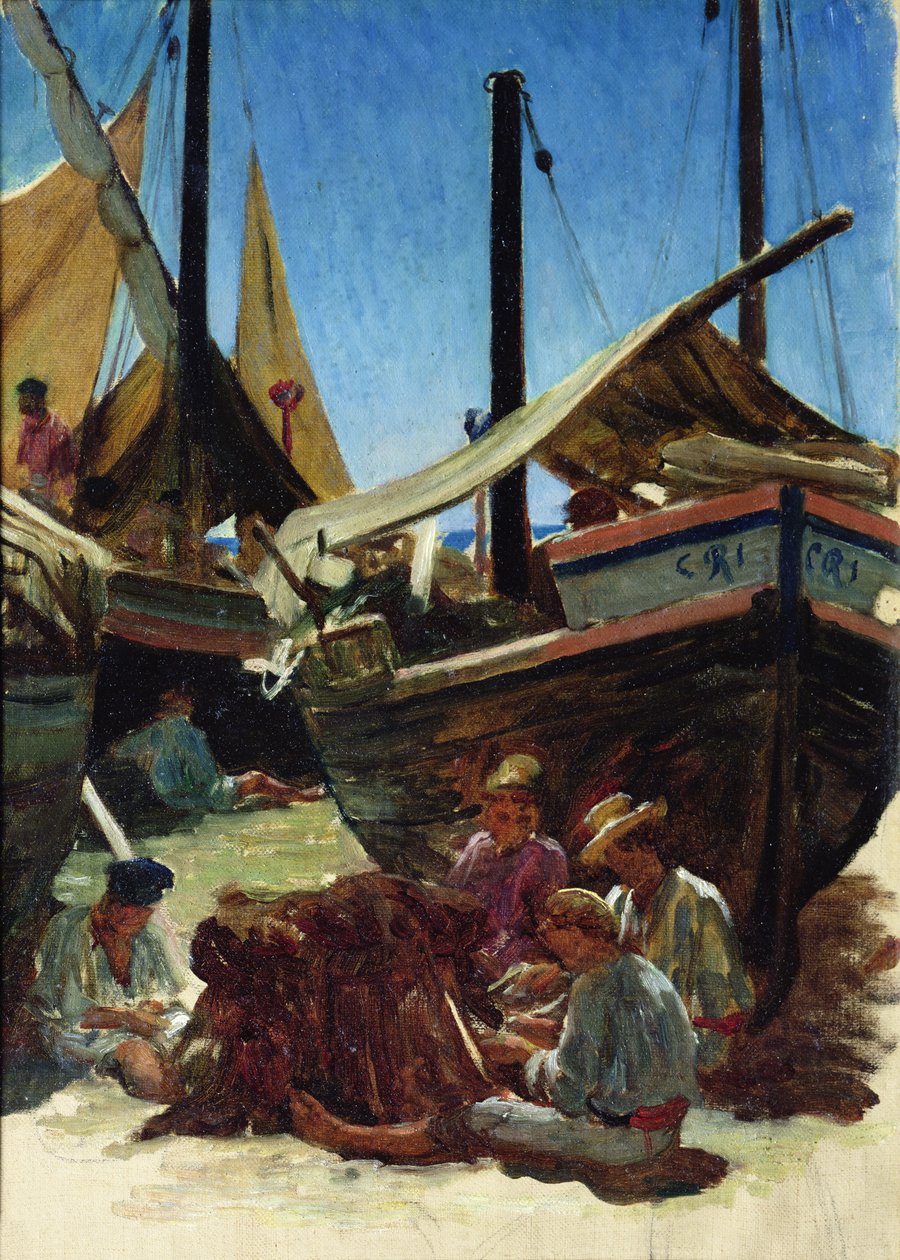Anzio, de haven door Antoine Auguste Ernest Herbert or Hebert